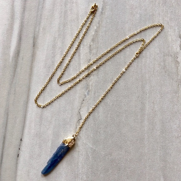 ❗️LAST❗️Raw Kyanite 14K Gold Lariat Necklace - Picture 2 of 8